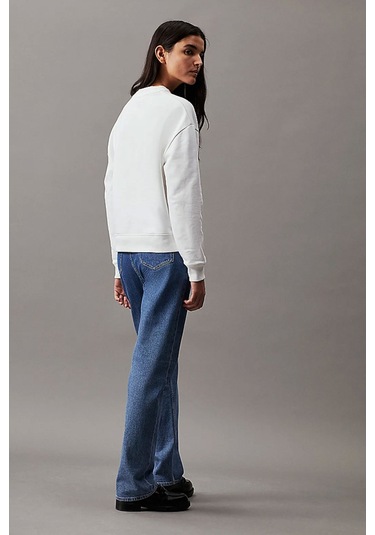 Kadın Ck Hero Logo Sweatshirt - Beyaz Bright White