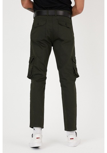 Siyah Renk Körüklü Paçası Lastiksiz Kargo Pantolon haki