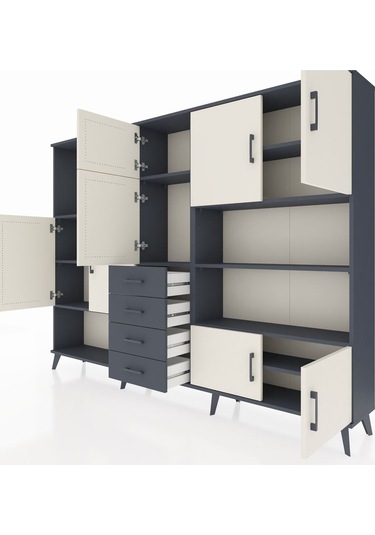 Arges Dolap 9 Raflı 4 Çekmeceli 8 Kapaklı 220x30x163 Antrasit-ayt Antrasit-aytaşı/antrasit Arges Dolap 9 Raflı 4 Çekmeceli 8 Kapaklı 220x30x163 Antrasit-ayt Antrasit-aytaşı/antrasit