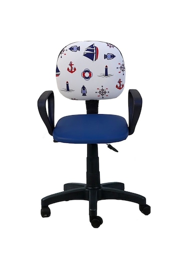 Depolife Çalışma Sandalyesi Ofis Büro Sekreter Koltuk Gemici Çapalı Kumaş