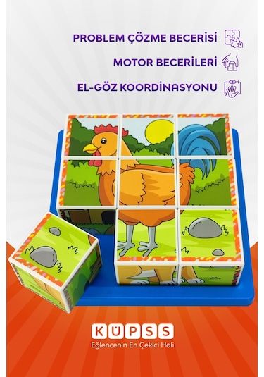 6 Farklı Çiftlik Hayvanları 3d Küp Puzzle 3 4 5 6 Yaş Küp Puzzle