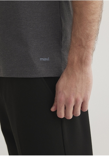 Mavi - V Yaka Streç Gri Basic Tişört 061748-24398-Gri