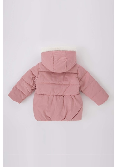 Defacto Kız Bebek Su Geçirmez Polar Astarlı Kapüşonlu Mont Atkı 2'li Takım A2452A523AUBR138 - Bordo