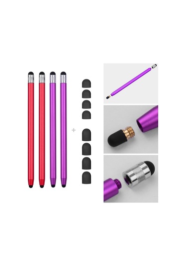 Singree 2si 1 Arada Evrensel Dokunmatik Kalem Tüm Tablet Telefonlar İçin 8 Yedek Yumuşak Uç 4ad 2kırmızı 2mor