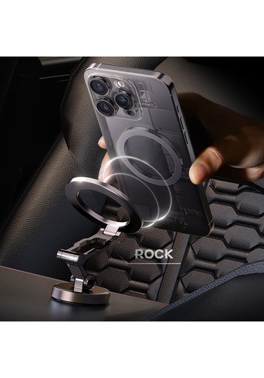 Rock Ram0037 Araba Manyetik Katlanabilir Telefon Tutucu Siyah