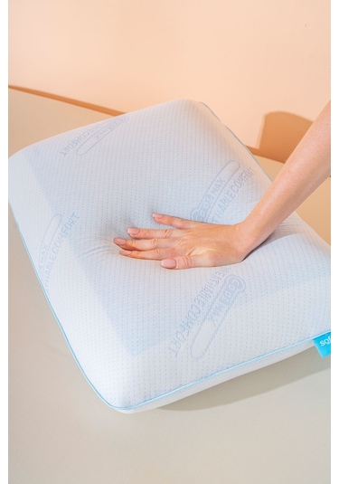 Visco Yüksek Terletmeyen Ortopedik Yastık Serinleten Visco Yastık Jelli Yastık 60x40x15cm Beyaz