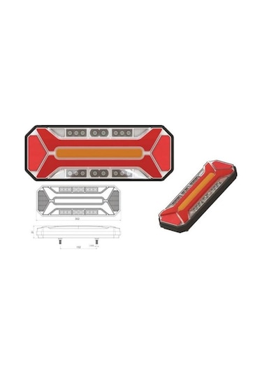 12V-24V STOP LAMBASI NEON LEDLİ 5 FONKSİYON (KAYAR SİNYALLİ) (133 X 352)