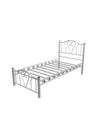 Argimo Orkide Tek Kişilik Ferforje Beyaz Metal Karyola 90x190