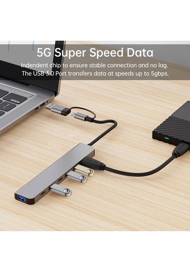 Fosenze 7 Li Usb Genişletme Hub I: Usb 3.0, Usb 2.0, Pd 5w Ve Usb-c Bağlantıları İle Çok Yönlü Uyum