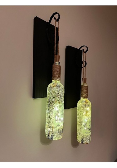 Led Işıklı Siyah Renkli Buzlu Eskitme Cam Salon Bar Bahçe Dekoru Çok Renkli