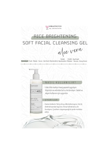 Skin401 Pirinç Özlü Aydınlatıcı Yüz Temizleme Jeli 200ml
