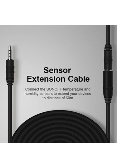 Wezone Sonoff Al560 5m Sıcaklık-nem Sensörü Uzatma Kablosu, Ds18b20/si7021/am2301 Uyumlu, Siyah, 60m'ye Kadar Genişletilebilir Diğer