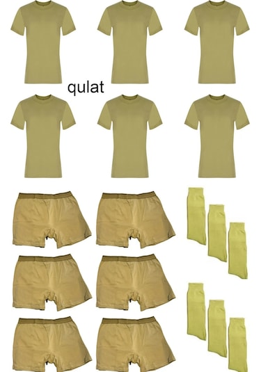 Qulat 6'lı Asker Fanila-boxer-çorap Set Bedelli Asker-acemi Asker 001