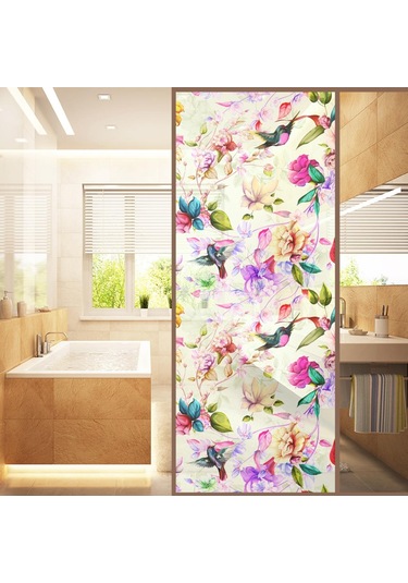 Suntek Çiçek Statik Streç Vitray Cam Filmi Gizlilik Buzlu 6