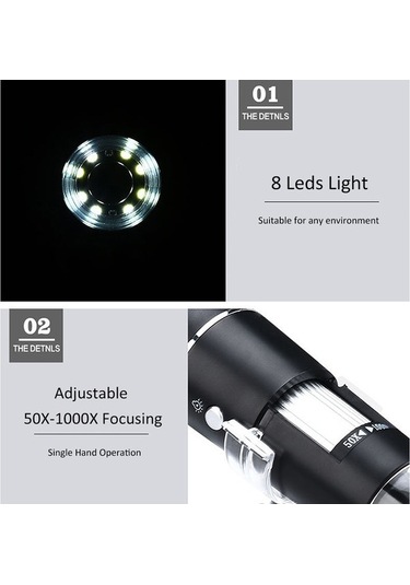 Ulzyvf 3'lü Usb Tip-c Dijital Mikroskop - 1000x Büyütme, Kompakt Hd Görüntüleme & Bakım Aracı