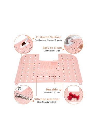 Reedark Silikon Lavabo Kapağı Çok Amaçlı: Katlanabilir Makyaj Fırça Temizleme Matı - 55.5x42.5 Cm Siyah Siyah