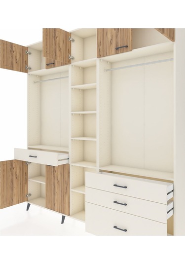 Arges Dolap 11 Raflı 4 Çekmeceli 2 Askılı 220x30x243 Aytaşı-çam/aytaşı Atlas Çam/aytası