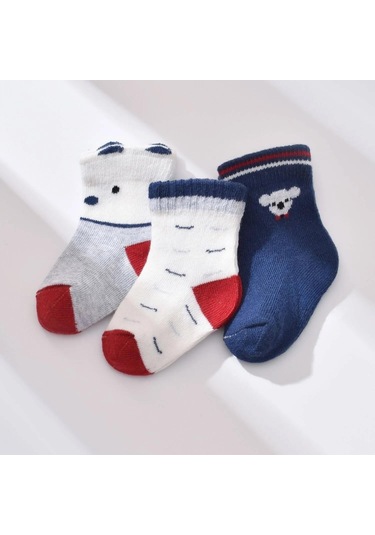 Biorganic Papyonlu Koala 3'lü Bebek Çorabı 68447 Lacivert