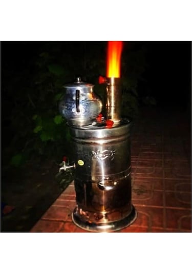 Zarif Iş Krom Semaver 3,5 Lt. Tek Musluk Odunlu Semaver Kömürlü S