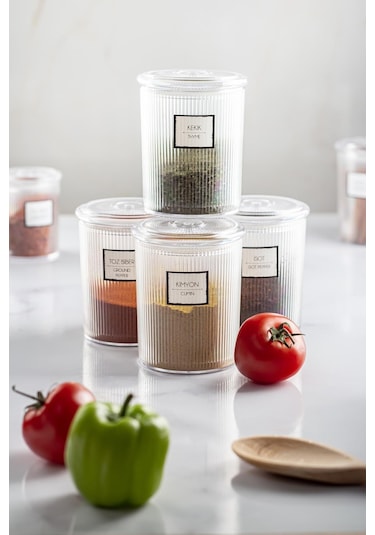 6'lı Barok Yuvarlak Baharat Kavanoz Seti & Saklama Kabı & Erzak Kabı 6 250 Ml