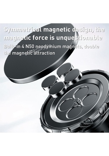 Wondernest Yesido C160 Vantuz Teleskopik Çubuk Manyetik Araç Telefon Tutucu Siyah Siyah