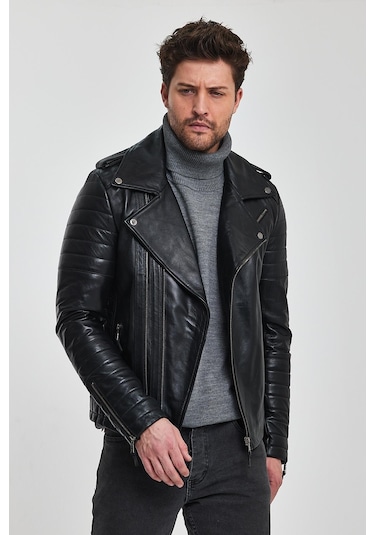 Roberto Siyah Deri Mont 001