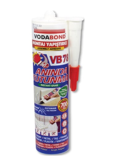 Vodabond Korniş Yapıştırıcı Montaj Silikonu Anında Tutunma Beyaz Beyaz