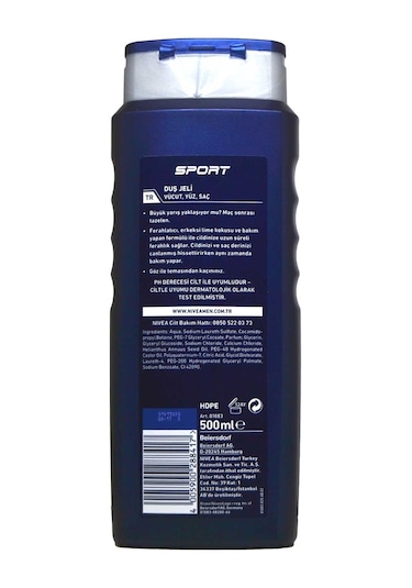 Nivea Men Sport Erkek Saç Yüz ve Vücut Yıkama Jeli 500 ML