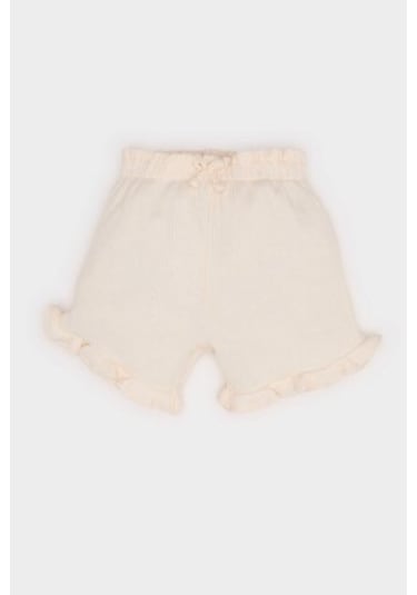 DeFacto Kız Bebek Beli Lastikli Waffle Şort A8043A525SMER2 Ekru