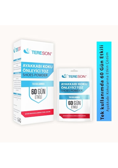 Tereson Tek Kullanımda 60 Güne Kadar Etkili Ayakkabı Koku Önleyici Toz 1 Kutuda 10 Adet Siyah