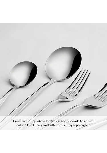 Karaca Porto 30 Parça 6 Kişilik Çatal Kaşık Bıçak Takımı Platin GÜmüş
