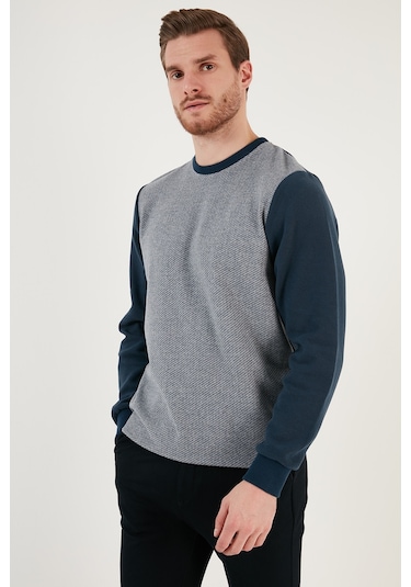 Buratti Pamuklu Regular Fit Bisiklet Yaka Erkek Sweat 5905041 Indigo