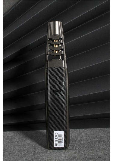 Silvio Monetti Siyah Renk Güçlü Karbon Desen Metal Başlık Pürmüz Gazlı Çakmak 24csm898mr01