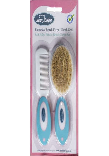 Sevi Bebe Naturel Fırça Tarak Seti Mavi