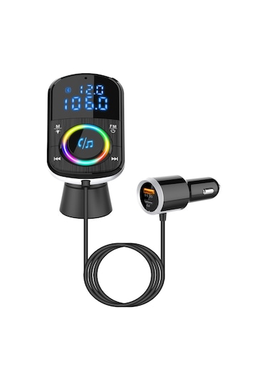 Cbtx Bluetooth Araç Fm Verici Ses Adaptörü Alıcı Pd Ve Qc3.0 Bluetooth Araç Adaptörü Renkli Led Arkadan Aydınlatmalı