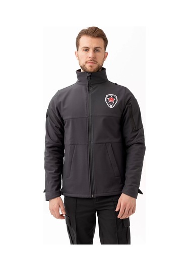 Kışlık İş Güvenliği Softshell Mont Kıyafetleri Rüzgar Geçirmez Nefes Alabilen Montu Füme