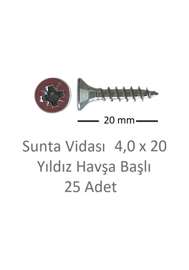 Adilon Sunta Vidası, 4,0 X 20 Mm, 25 Adet, Yhb Vida 4 x 20