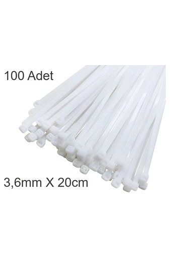 Beyaz Plastik Cırt Kelepçe 3.6x20cm Kablo Bağı Elektrik Kablosu 1