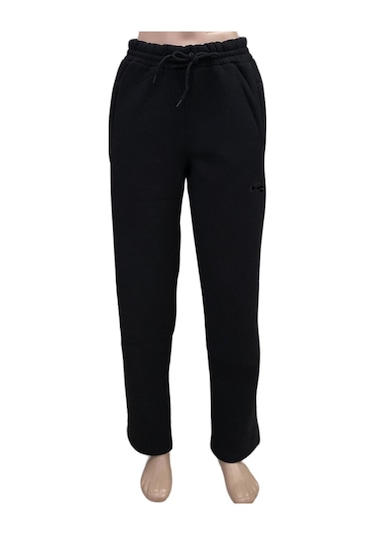 Erkek Siyah Battal Büyük Beden Battal Üç İplik İçi Polarlı Kalın Eşofman Altı