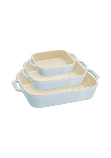 Staub Seramik Fırın Kabı Seti 3'lü Mavi Diğer