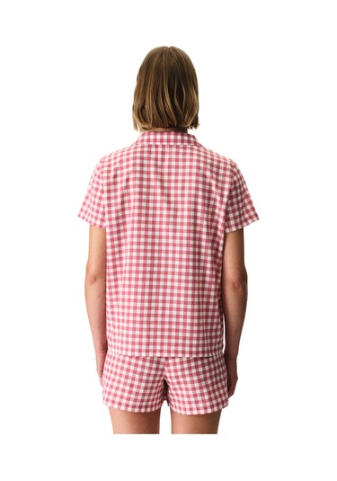 Penti Gül Kurusu Pink Gingham Gömlek Şortlu Pijama Takımı Gul Kurusu