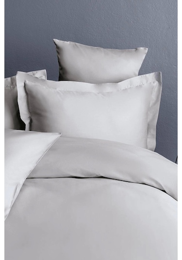 Simply İce Grey Pamuk Saten Nevresim Takımı Çift Kişilik