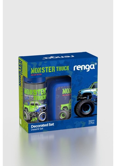 Renga Leya Monster Truck Desenli Pp Çocuk Beslenme Kabı Ve Suluk Seti 192013 Mavi Mavi