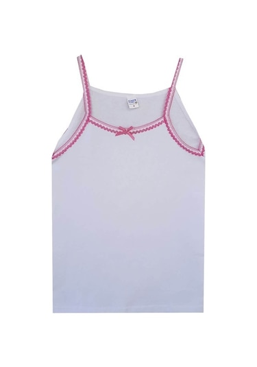 Seher Yıldızı İp Askılı Penye Pamuklu Kız Çocuk Atlet 6'lı - Beyaz