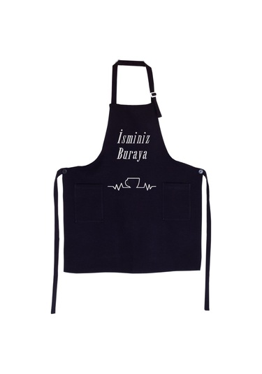 Mutfak Önlüğü Kişiye Ve İsme Özel Nakışlı Mutfak Önlüğü Fincan Farklı Renkler Siyah