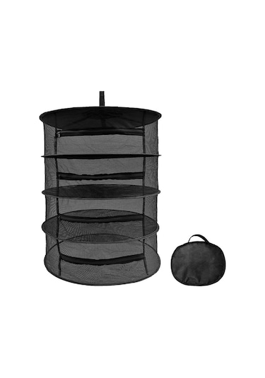 Wezone "4 Katmanlı Fermuarlı Kurutma Filesi - Otlar, Çiçekler Ve Bakliyatlar İçin Pratik Çözüm" Siyah