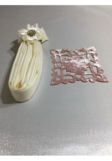 Finezza Kristal Monoray Kumaş Krem Sofra Takımı 8 Kşl. 160X220 Cm