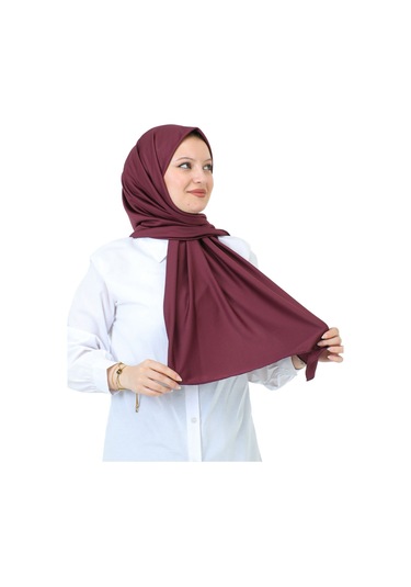Şal Zarif Başörtüsü Eşarp Tesettür Giyim Uzun Abiyelik Vişne