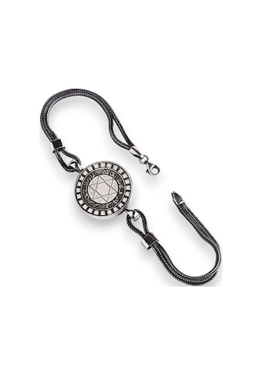 Hz.süleyman Mührü Yuvarlak 925 Ayar Gümüş Bileklik Gümüş