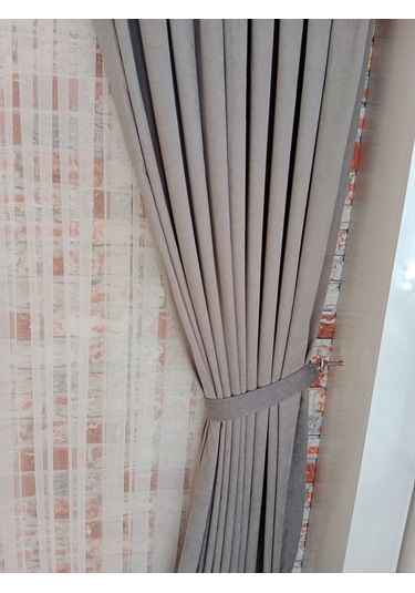 Gri Renk Fon Kadife Perde Çift Kanat 1/3 Sık Pileli Dikim V-43 Gri